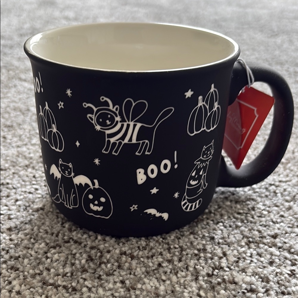 Halloween Black Mug with White Illustrations